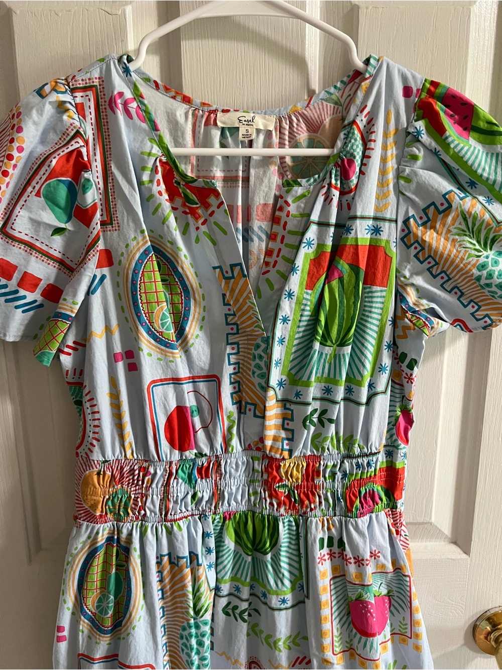 Easel Poplin Fruit Print Midi Dress - Picture 4 of 8